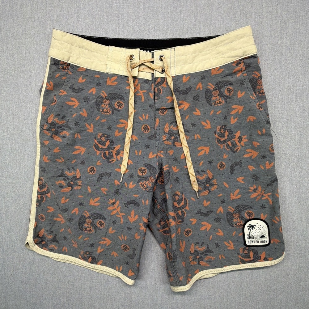 Howler Bros Bruja Stretch Board Shorts Swim Trunks‎ Snakes Birds Men's Size 28